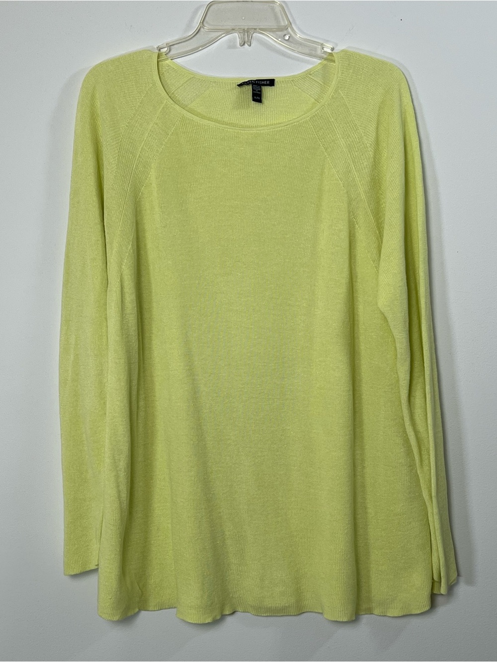 Eileen Fisher System Organic Linen Cotton Knit Sweater Chartreuse XL